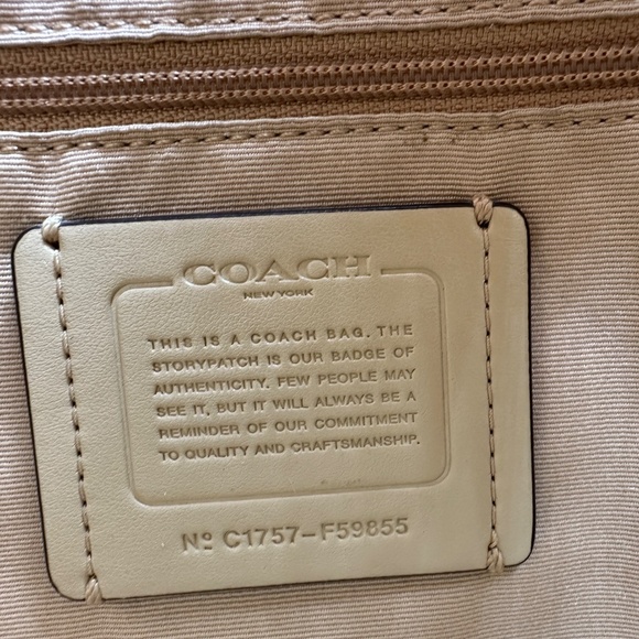 COACH Zip Top Tote In Crossgrain Leather Tan with Yellow F59855 Quiet Luxury - Picture 12 of 13